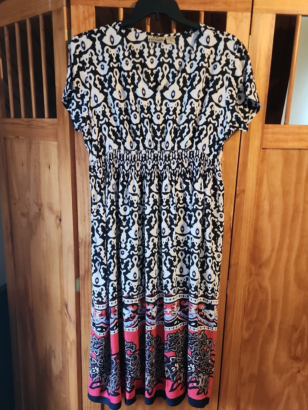 S.R. Fashion Black & White Rayon DRESS